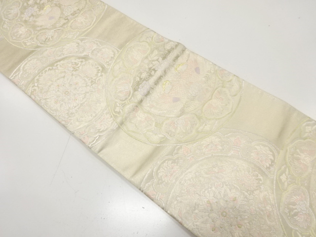 JAPANESE KIMONO / ANTIQUE FUKURO OBI / SILK / WOVEN PLATE PATTERN